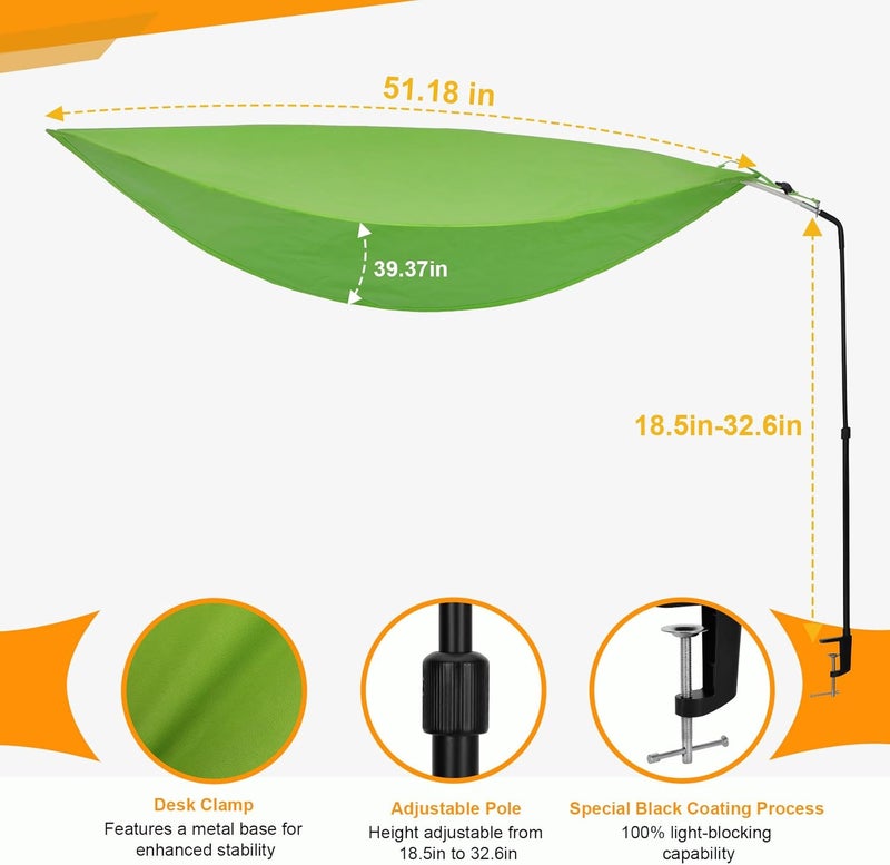 P Polerden Green office cubicle desk shade，Portable Office cubicle Shade to Block Overhead Light，Adjustable Desk Shade for Cubicle to Block Light & Reduce Glare - Image 2